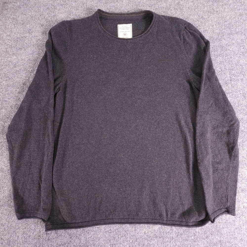 Fat‎ Face Sweater Mens Large Gray Gunmetal Crewneck Cotton Cashmere Pullover
